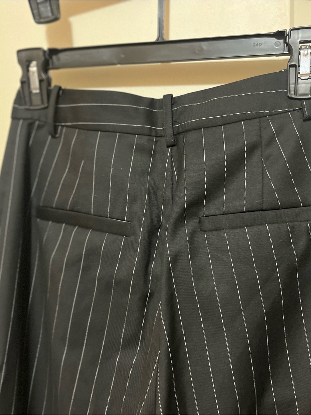 Reformation Black Pinstripe Tailored Trousers, Size 0, Never Worn